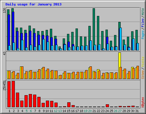 Daily usage for January 2013