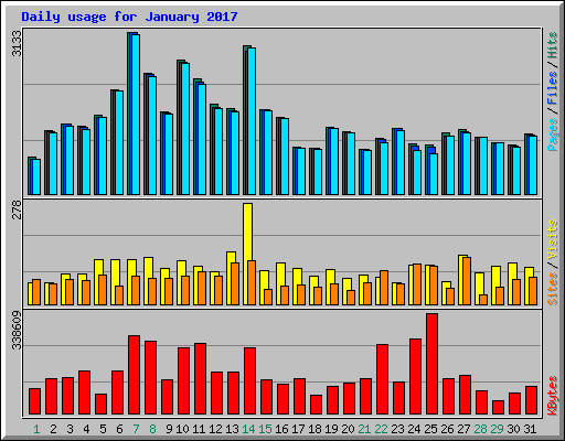 Daily usage for January 2017