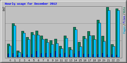 Hourly usage for December 2012