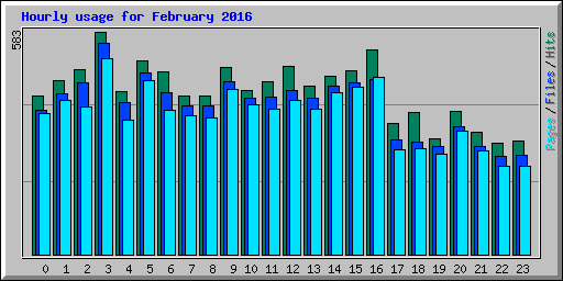 Hourly usage for February 2016